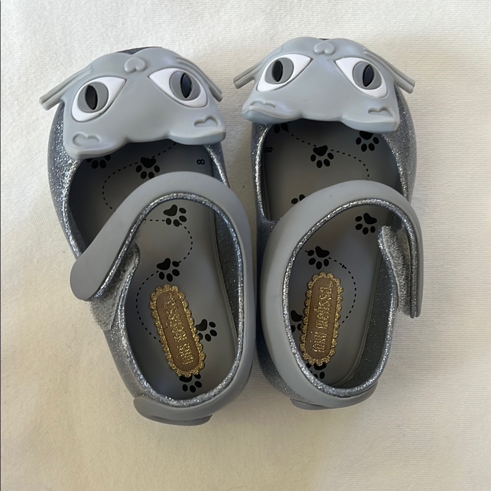 Gray Animal Face Slippers with Strap
